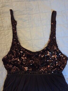 Sequin Brown Y2k Mini Dress